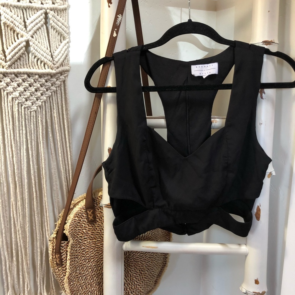 black crop top with cutouts!
